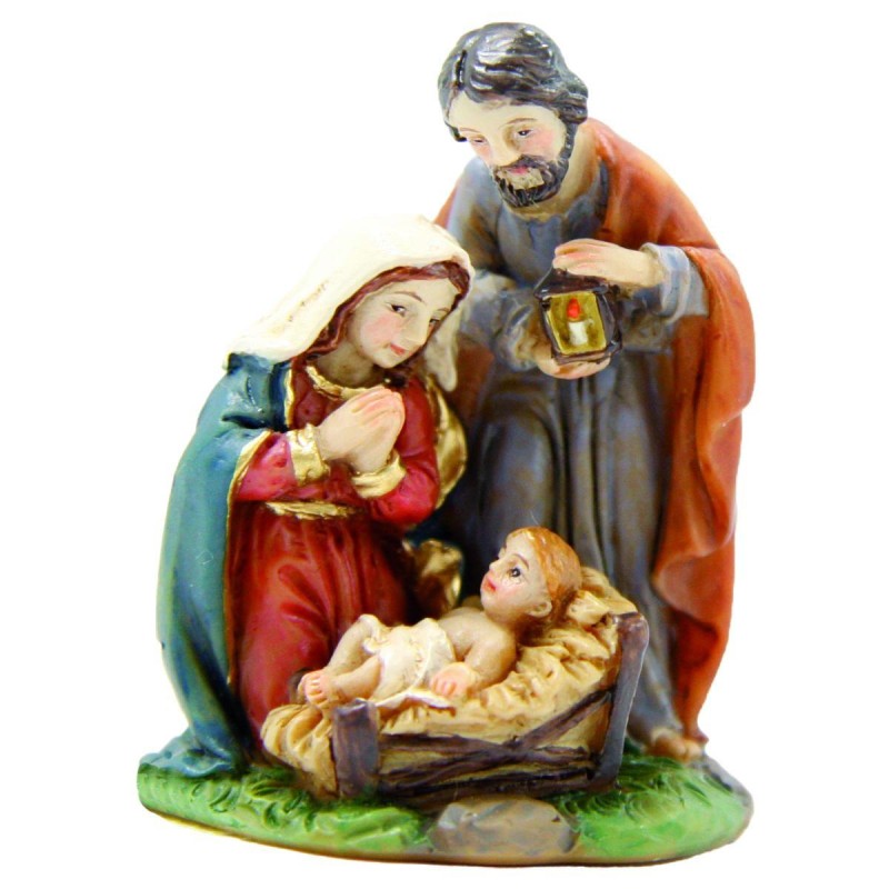 Nativité en résine de couleur, H. 4.1 cm