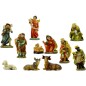 Crèche en résine 11 personnages, H. 5 cm. Livrée en boite présentoir.