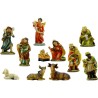 Crèche en résine 11 personnages, H. 5 cm. Livrée en boite présentoir.