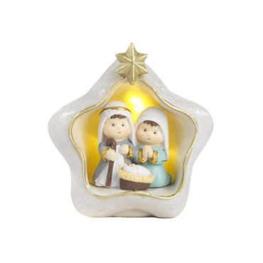 Nativité lumineuse enfantine en forme d'étoile, H. 9.2 cm. (piles incluses)
