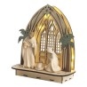 Nativité en résine, décor cabane en bois lumineuse, H 24 cm. (piles non incluses 2 X AAA)