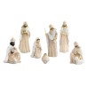 Cr-egrave-che de 7 personnages- couleur beige et blanche avec -eacute-toile- H- 16-8 cm-