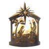 Nativité lumineuse en métal en forme de cabane à poser H. 25.2 cm.