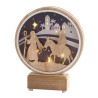 Scène lumineuse en bois à poser avec Joseph et Marie en route pour Bethléem, H 20 cm.