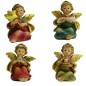 Assortiment d'anges assis en résine de différentes couleurs, H. 5 cm. LOT DE 4 ANGES