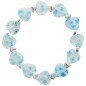 Bracelet sur élastique grains forme cœur style Murano H. 1.2 cm. LOT DE 5 BRACELETS ASSORTIS.
