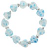 Bracelet sur élastique grains forme cœur style Murano H. 1.2 cm. LOT DE 5 BRACELETS ASSORTIS.