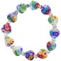 Bracelet sur élastique grains forme cœur style Murano H. 1.2 cm. LOT DE 5 BRACELETS ASSORTIS.