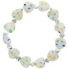 Bracelet sur élastique grains forme cœur style Murano H. 1.2 cm. LOT DE 5 BRACELETS ASSORTIS.