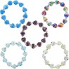 Bracelet sur élastique grains forme cœur style Murano H. 1.2 cm. LOT DE 5 BRACELETS ASSORTIS.