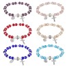 Bracelet sur -eacute-lastique grains en verre -Oslash- 8 mm avec m-eacute-daille et croix- LOT DE 6 BRACELETS ASSORTIS-