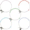 Bracelet sur chaine argentée grains rond en verre Ø 4 mm avec médaille de la Vierge Miraculeuse. Différentes couleurs