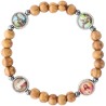 Bracelet sur -eacute-lastique grains en bois -Oslash- 8 mm- SAINTS SELON ARRIVAGE-