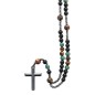 Chapelet avec grains en turquoise Africaine synthetique, jaspe et oeil de tigre naturel Ø 8 mm. Longueur jusqu au coeur 29 cm.