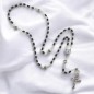 Chapelet grains en hematite H. 5mm avec pater metal de EX-VOTO avec croix metal livre en boite