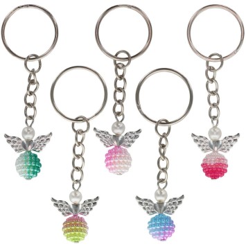 Porte-cl-eacute-s ange en acrylique H- 2-5 cm- LOT DE 5 ANGES DE COULEURS ASSORTIS-