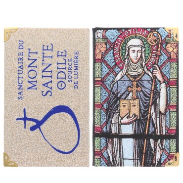 Bloc-notes en tissus, brodé de fil couleur or H. 14 x 8,5 cm. Mont Sainte Odile