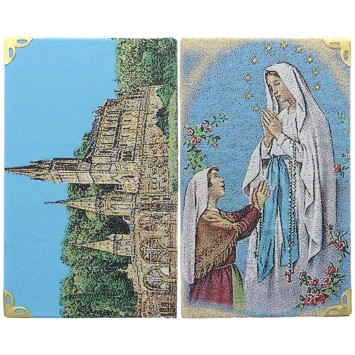 Bloc-notes en tissus- brodé de fil couleur or H- 14 x 8-5 cm- ND de Lourdes - Exclu