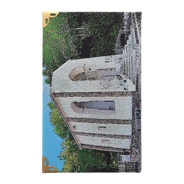 Bloc-notes en tissus- brodé de fil couleur or H- 14 x 8-5 cm- Notre Dame de Pancheraccia