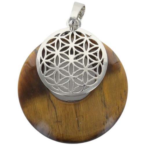 Pendentif avec fleur de vie diff-eacute-rentes pierres