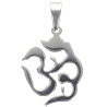 Pendentif symbole OM en acier inoxydable couleur argentee , H. 3.2 cm.