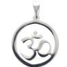 Pendentif symbole OM en acier inoxydable couleur argentée, H. 3,3 cm