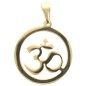 Pendentif symbole OM en acier inoxydable couleur dorée, H. 3,3 cm