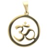 Pendentif symbole OM en acier inoxydable couleur dorée, H. 3,3 cm