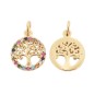 Pendentif symbole arbre de vie couleur dorée avec zircon H. 1,4 cm