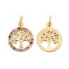 Pendentif symbole arbre de vie couleur dorée avec zircon H. 1,4 cm