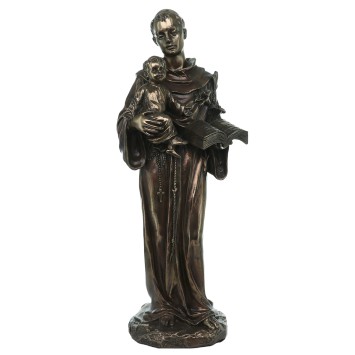Statue de saint Antoine en bronze à froid, hauteur 26 cm.