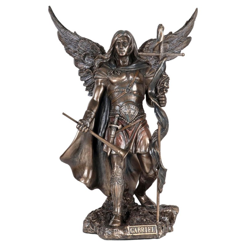 Statue de l’archange Gabriel en bronze à froid, hauteur 24 cm.