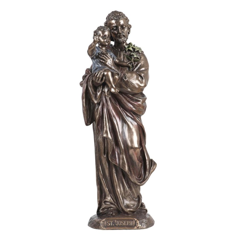 Statue de saint Joseph en bronze coulé à froid, hauteur 21 cm.