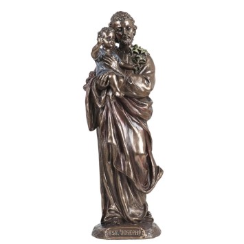 Statue de saint Joseph en bronze coulé à froid, hauteur 21 cm.