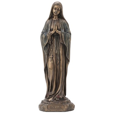 Statue de Notre-Dame de Lourdes en bronze coulé à froid, hauteur 20 cm.