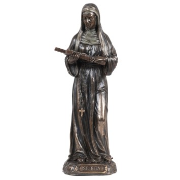 Statue de sainte Rita en bronze coulé à froid, hauteur 21 cm.