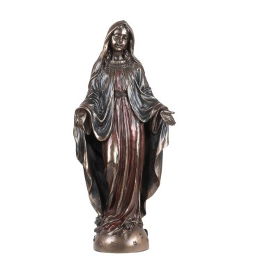 Statue de la Vierge Miraculeuse en bronze coulé à froid, hauteur 21 cm.