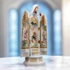 Statue en polystone polychrome peinte a la main Vierge a l'enfant, avec représentation de la nativité a l'interieur H.29 cm