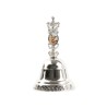 Clochette en métal couleur argentée H. 11 cm Ø 6,5 cm avec résine, plusieurs saints.