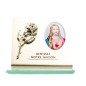 Chevalet en alu doré avec rose à poser H.5.5 x 6.5 cm avec résine, plusieurs saints.
