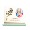 Chevalet en alu doré avec rose à poser H.5.5 x 6.5 cm avec résine, plusieurs saints.