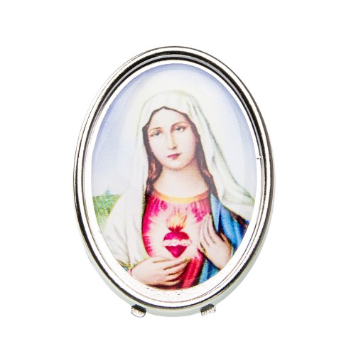 Petit chevalet en métal à poser H.3.8 cm avec résine, plusieurs saints.