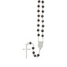 Chapelet grains tachetés ,Ø 7 mm, chaîne couleur argentée, longueur au cœur 34 cm, croix avec Christ.