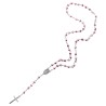 Chapelet grains tachetés ,Ø 7 mm, chaîne couleur argentée, longueur au cœur 34 cm, croix avec Christ.