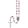Chapelet grains tachetés ,Ø 7 mm, chaîne couleur argentée, longueur au cœur 34 cm, croix avec Christ.