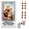 Chapelet de dévotion de saint Antoine grains en plastique avec notice explicative, livre en sachet individuel..