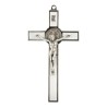 Croix de saint Benoit couleur argentee, hauteur 12 cm emaillee..