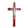 Croix de saint Benoit couleur argentee, hauteur 12 cm emaillee..