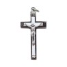 Croix de cou en métal couleur argentée emmaillé avec Christ H. 4.5 cm. Plusieurs couleurs..