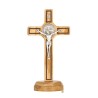 Croix de saint Benoit sur socle en bois d'olivier, hauteur 21 cm..